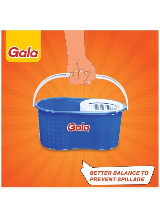 Gala Aqua Spin Mop with 4 Wheels & Big Bucket with 2 Microfiber Refills, Floor Cleaning Mop with Bucket, pocha for Floor Cleaning, Mopping Set (White and Blue) - Image 2